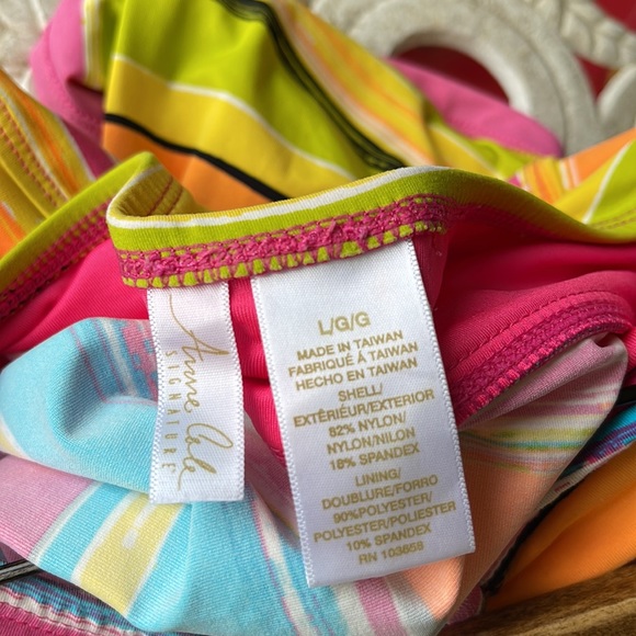 Anne Cole Strapless Tankini Top in Neon Colors SZ L - Picture 7 of 9